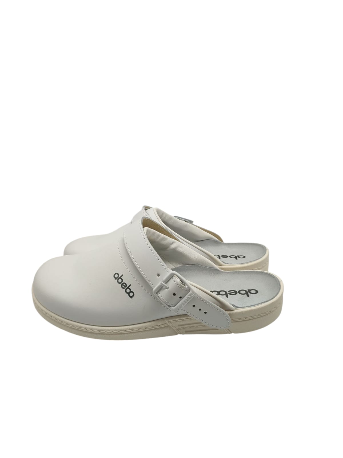Abeba Berufsschuh The Original Clog Leder Weiß rutschfest Größe 43