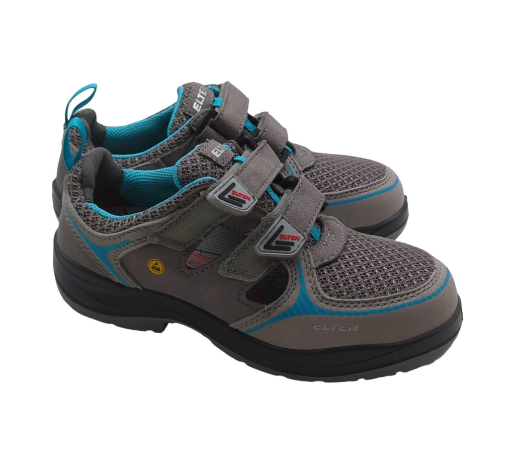 ELTEN MILA aqua Sicherheitsschuhe Damen Textil S1 ESD Stahlkappe Grau/Türkis Größe 36