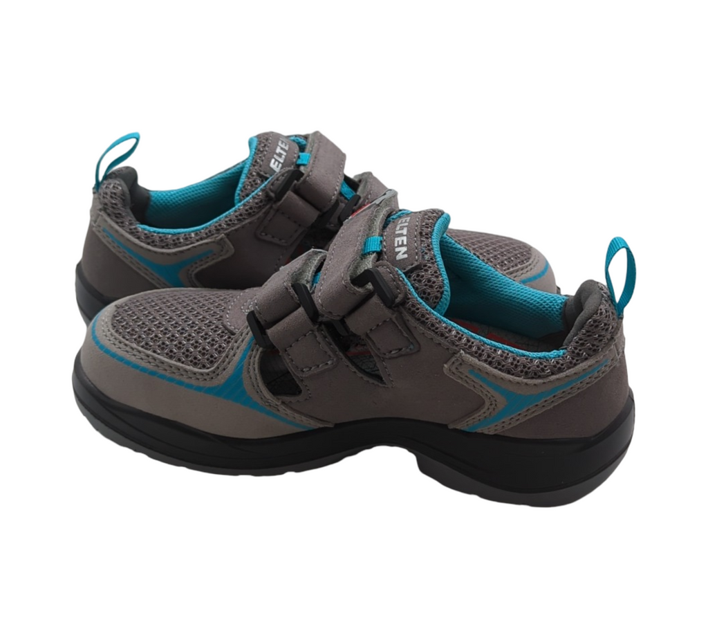 ELTEN MILA aqua Sicherheitsschuhe Damen Textil S1 ESD Stahlkappe Grau/Türkis Größe 36