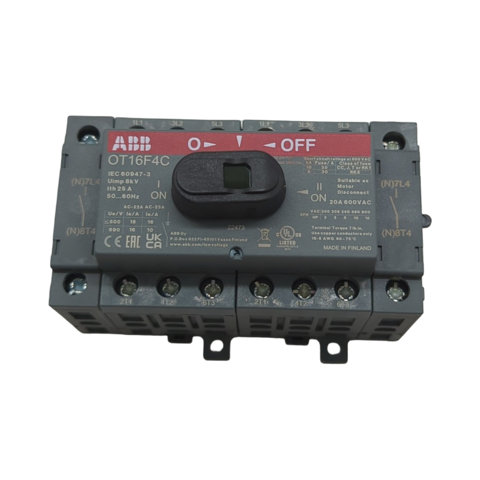 OT16 F4 Schalter Switch mit F4 Kontakten DIN Profilmontage 6417019389752