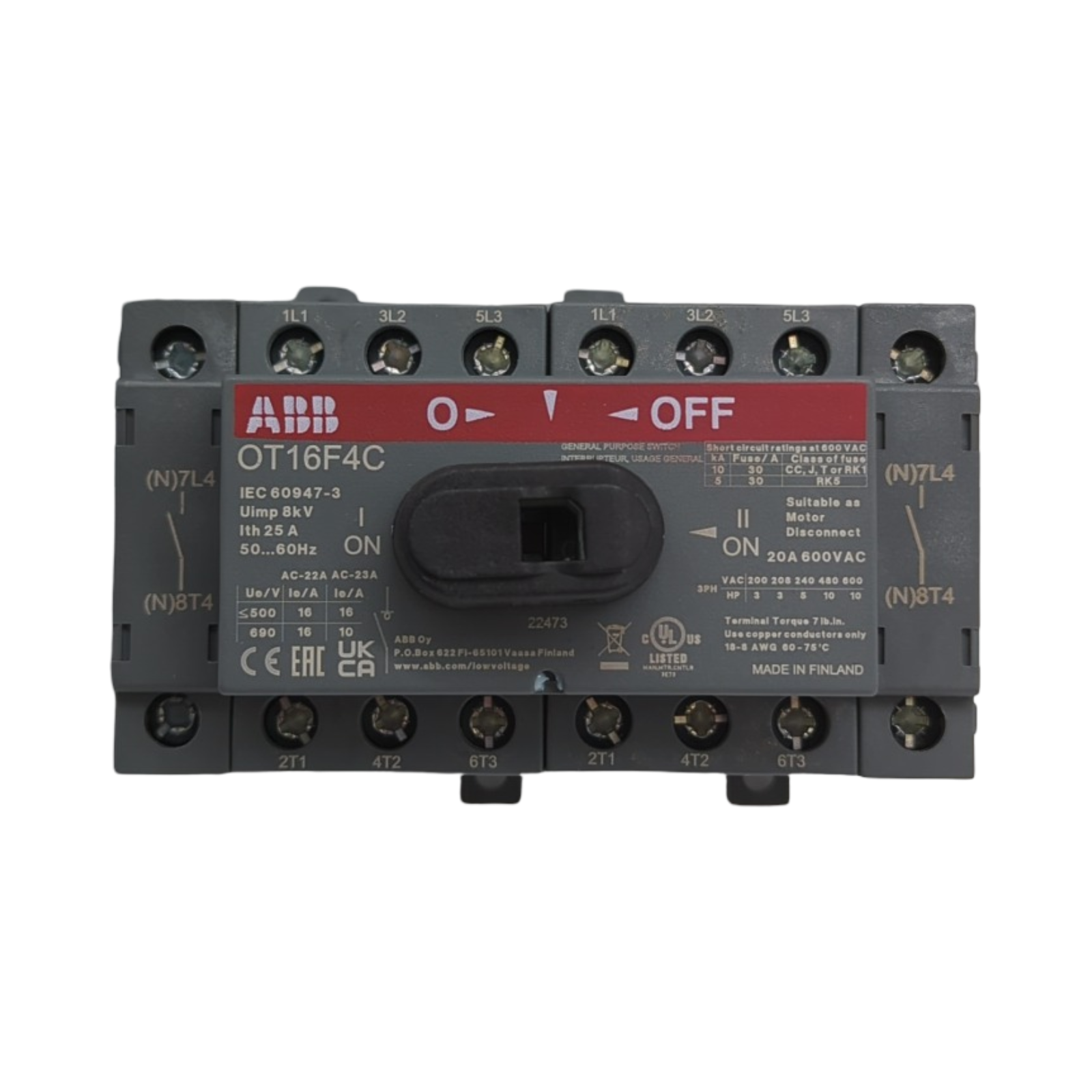 OT16 F4 Schalter Switch mit F4 Kontakten DIN Profilmontage 6417019389752