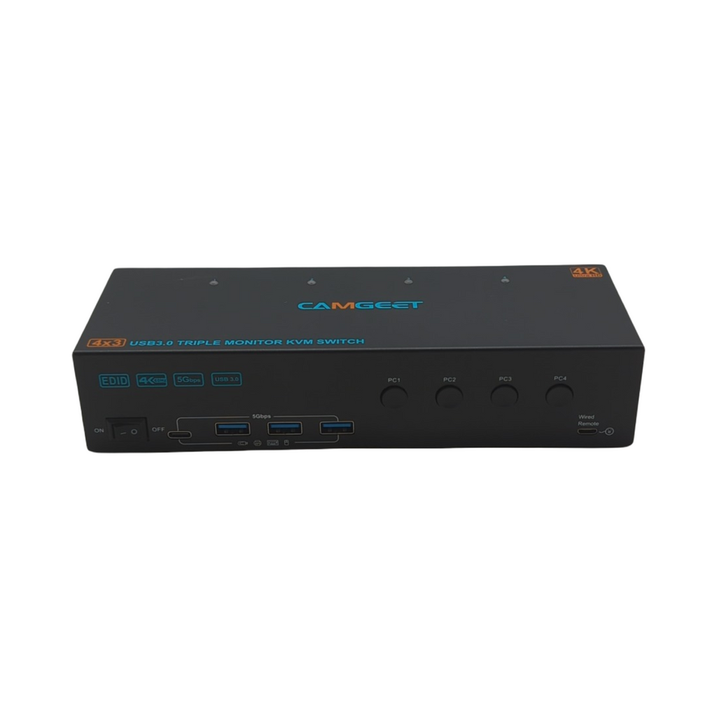 KVM Switch 3 Monitore 4 Computer 2x HDMI DisplayPort 4K 60Hz 4x USB 3.0 Triple Monitorumschaltung