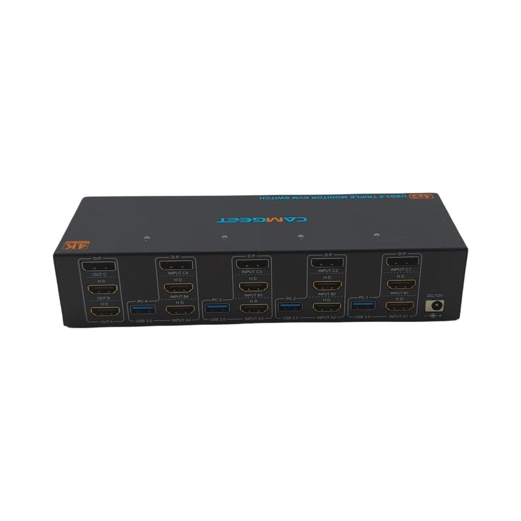KVM Switch 3 Monitore 4 Computer 2x HDMI DisplayPort 4K 60Hz 4x USB 3.0 Triple Monitorumschaltung