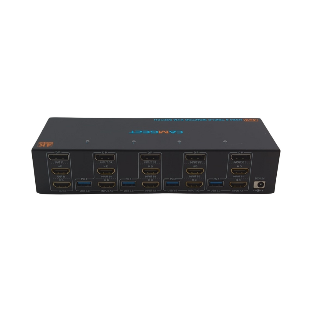 KVM Switch 3 Monitore 4 Computer 2x HDMI DisplayPort 4K 60Hz 4x USB 3.0 Triple Monitorumschaltung