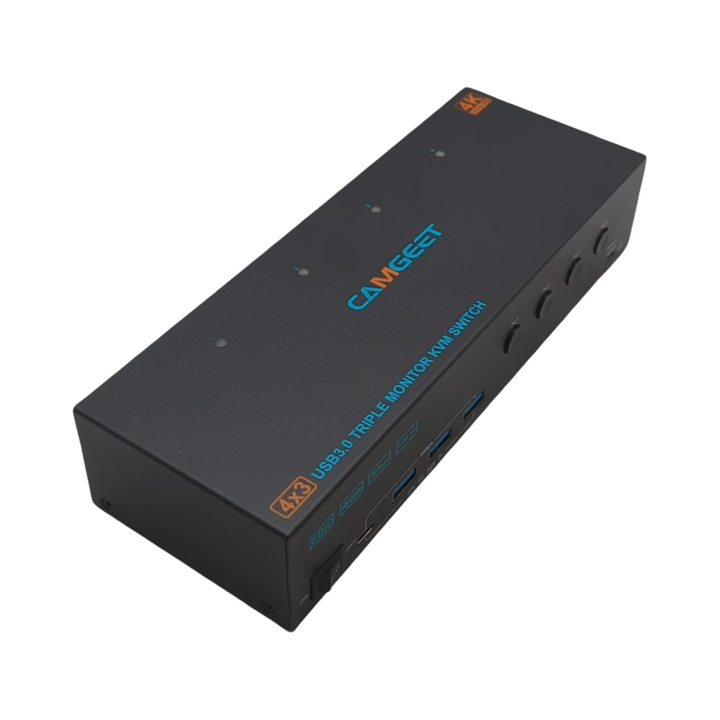 KVM Switch 3 Monitore 4 Computer 2x HDMI DisplayPort 4K 60Hz 4x USB 3.0 Triple Monitorumschaltung