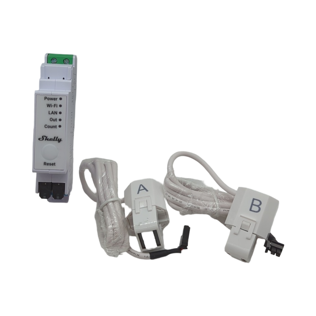 Shelly Pro EM 50A Smart Energiezähler 2 Kanäle 1 Phase WLAN LAN 2A potentialfreie Kontakte 4-Quadranten-Messung Photovoltaik IEC 62053