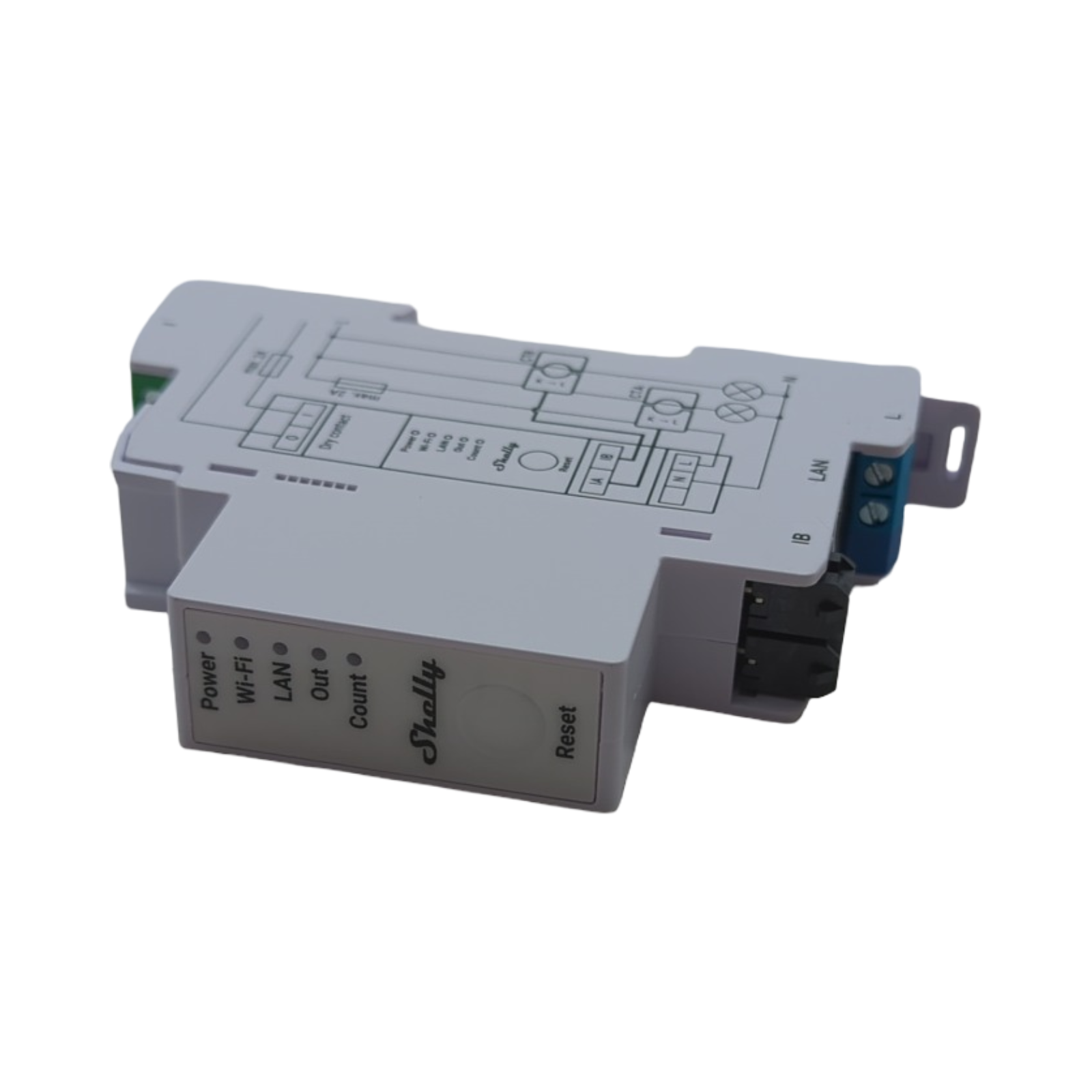 Shelly Pro EM 50A Smart Energiezähler 2 Kanäle 1 Phase WLAN LAN 2A potentialfreie Kontakte 4-Quadranten-Messung Photovoltaik IEC 62053