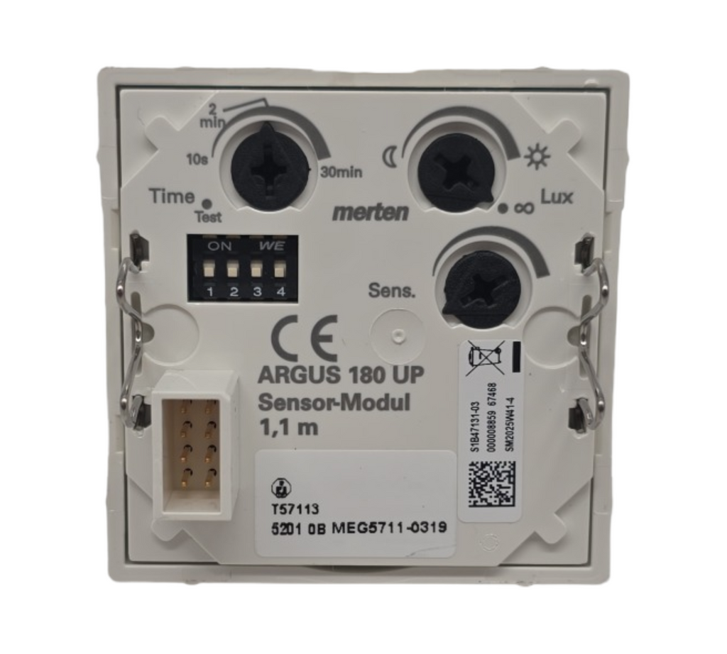 Merten Argus 180 Grad Bewegungssensor-Modul mit Schalter polarweiß glänzend System M MEG5711-0319
