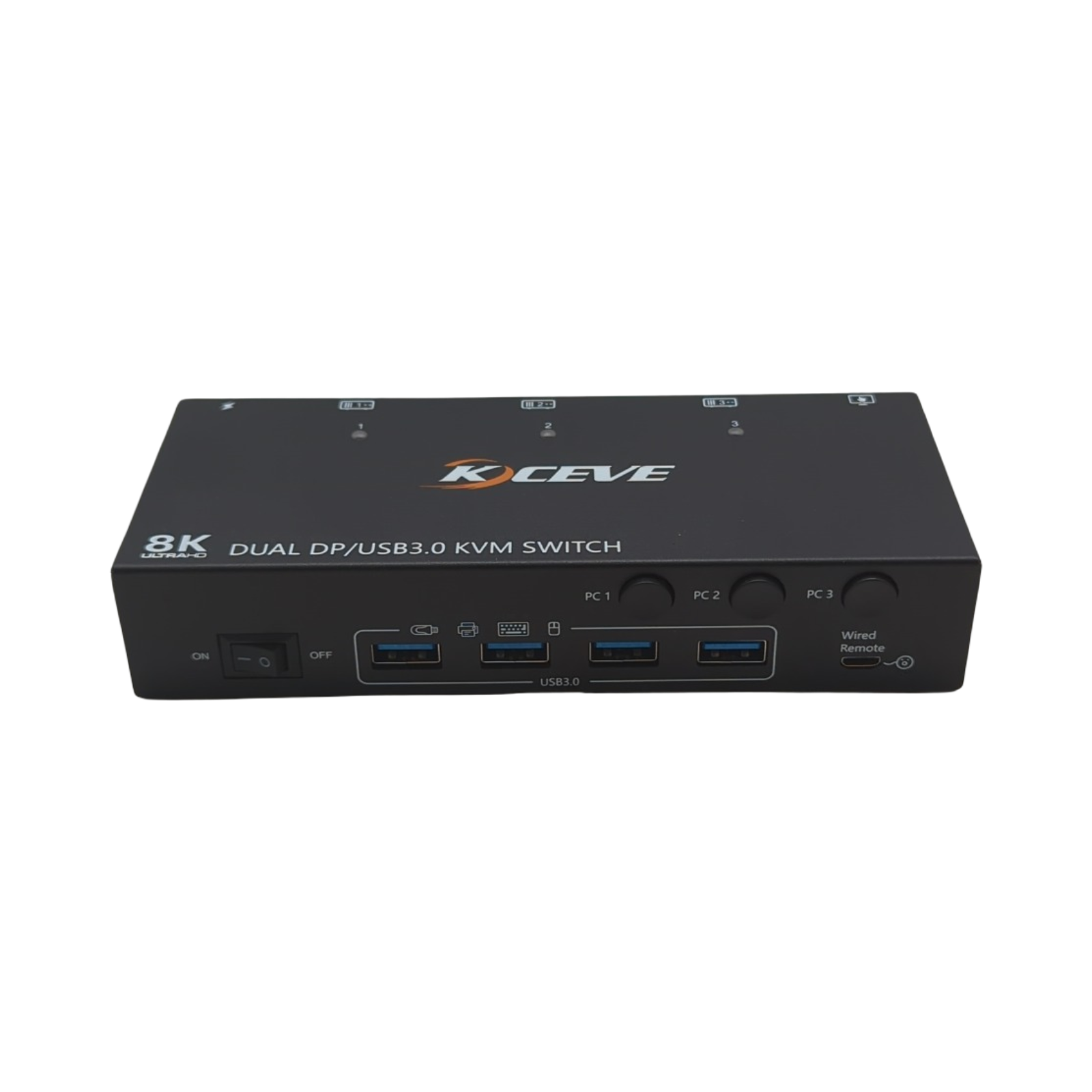 KVM Switch 8K 30Hz 3 PCs 2 Monitore Displayport 4K 144Hz 4 USB 3.0 kabelgebundene Fernbedienung
