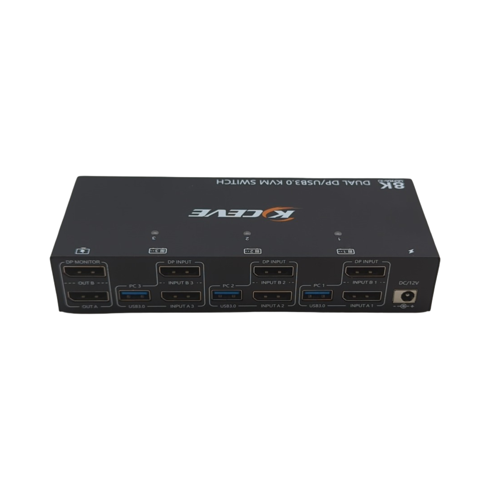 KVM Switch 8K 30Hz 3 PCs 2 Monitore Displayport 4K 144Hz 4 USB 3.0 kabelgebundene Fernbedienung