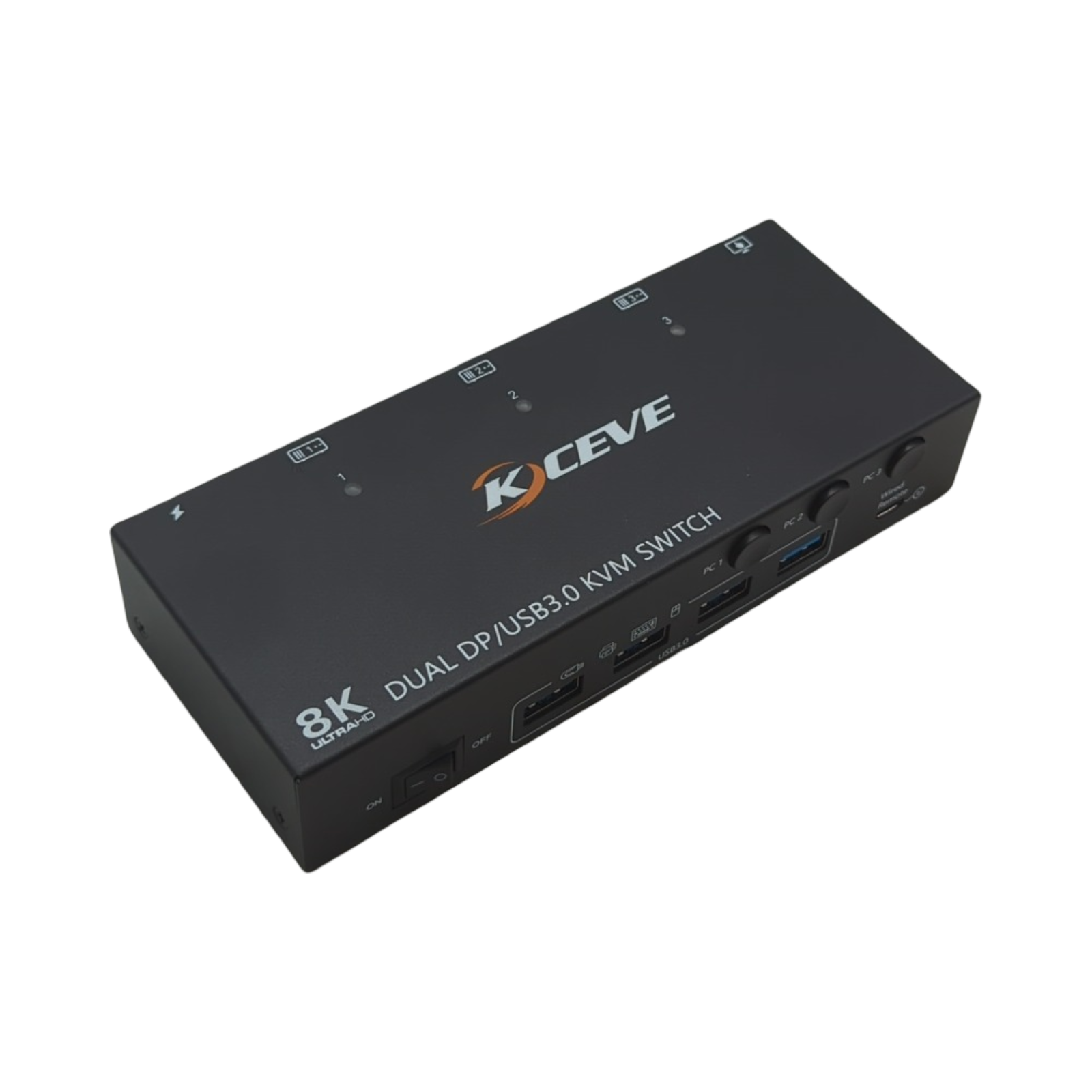 KVM Switch 8K 30Hz 3 PCs 2 Monitore Displayport 4K 144Hz 4 USB 3.0 kabelgebundene Fernbedienung