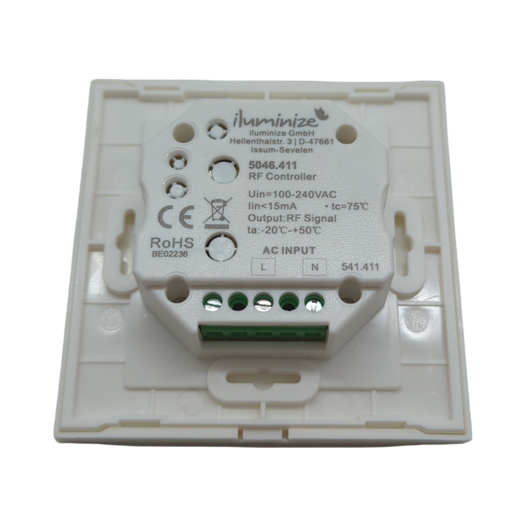iluminize Touch Wand-Dimmer Funk für RGB RGB+W RGBW LEDs 1 Zone 230V Schalterdosen-Installation