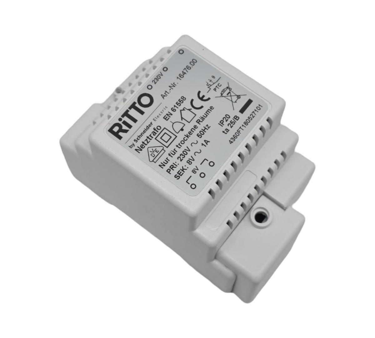 Ritto Netztrafo REG Klingeltransformator 8V 230V AC Artikelnummer 1647600