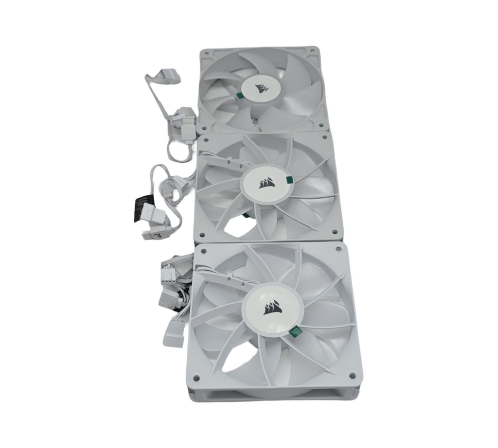 CORSAIR RS120 PWM-Lüfter 120mm ARGB geräuscharm magnetisches Dome-Lager Weiß 3er-Set