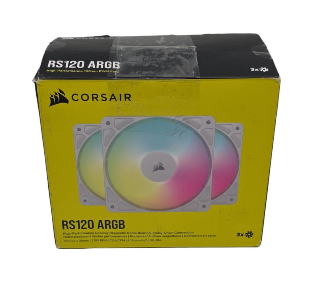CORSAIR RS120 PWM-Lüfter 120mm ARGB geräuscharm magnetisches Dome-Lager Weiß 3er-Set