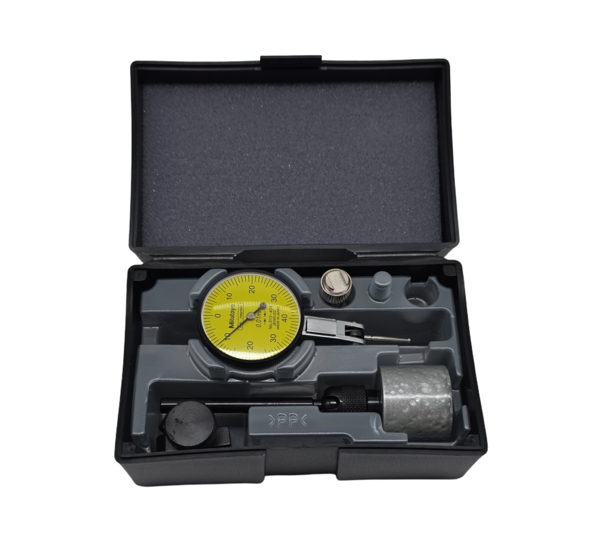 Mitutoyo Horizontalmessuhr mit magnetischer Basis 0,8mm Messbereich 0,01mm Teilung