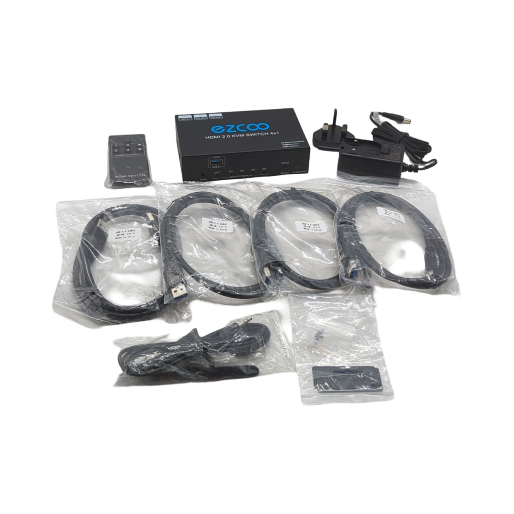 KVM Switch USB 3.0 4-Port mit SPDIF 5.1 Audio-Breakout für PC und Peripherie Geräte