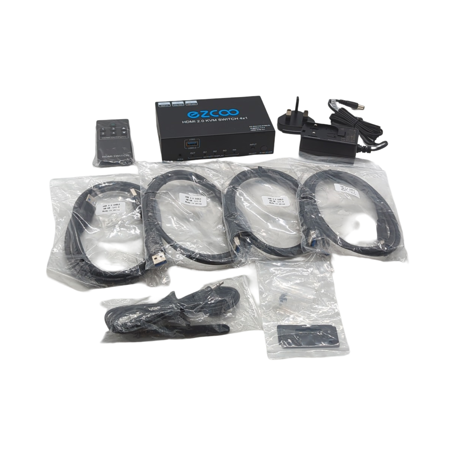KVM Switch USB 3.0 4-Port mit SPDIF 5.1 Audio-Breakout für PC und Peripherie Geräte