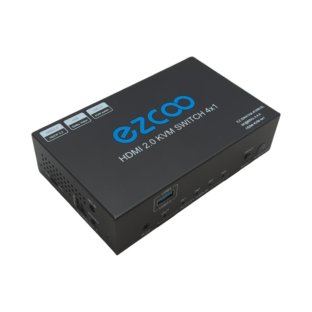 KVM Switch USB 3.0 4-Port mit SPDIF 5.1 Audio-Breakout für PC und Peripherie Geräte