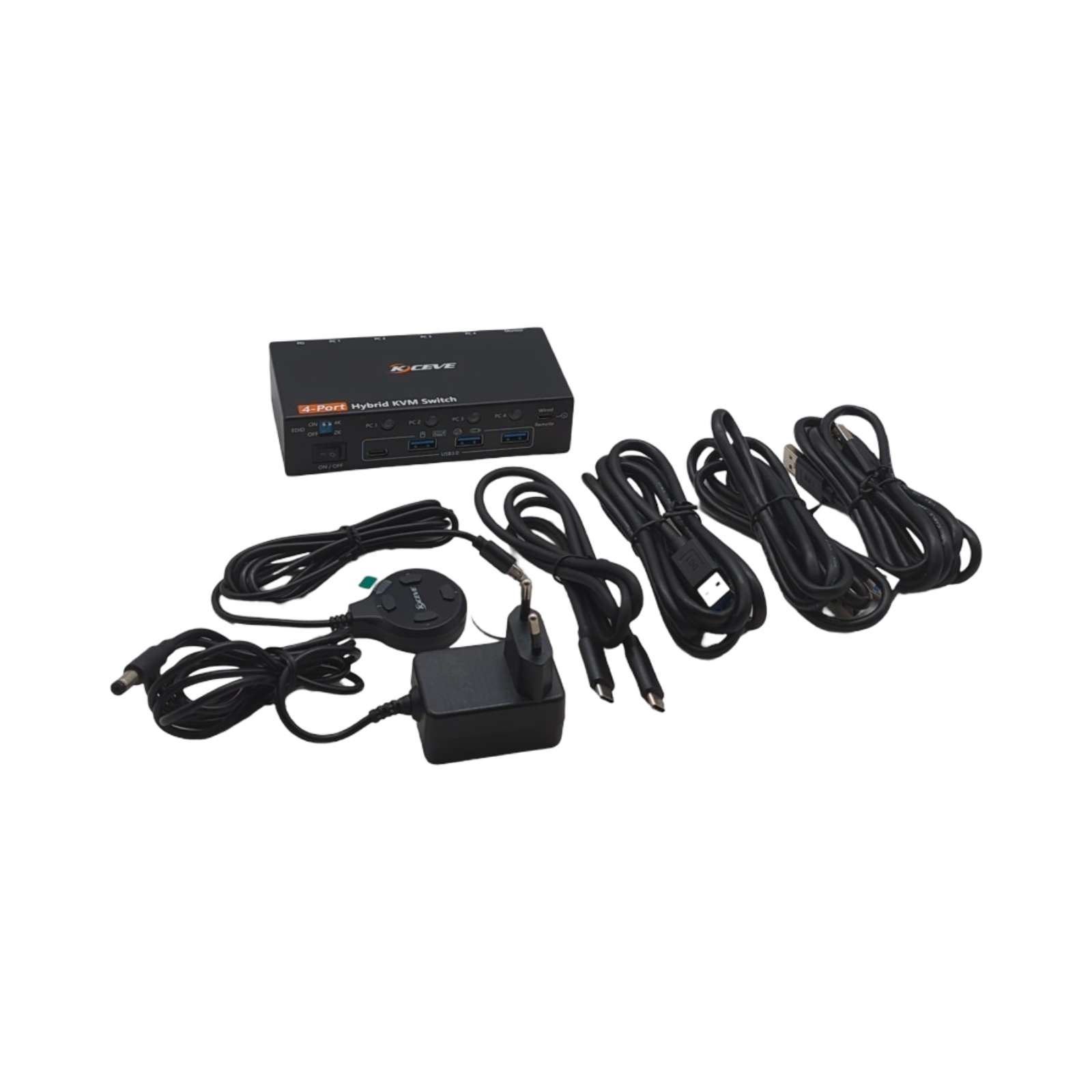 KVM Switch 4K 60Hz Umschalter für 1 Monitor 4 PCs USB C DisplayPort HDMI mit 4 USB 3.0 Ports Desktop-Controller