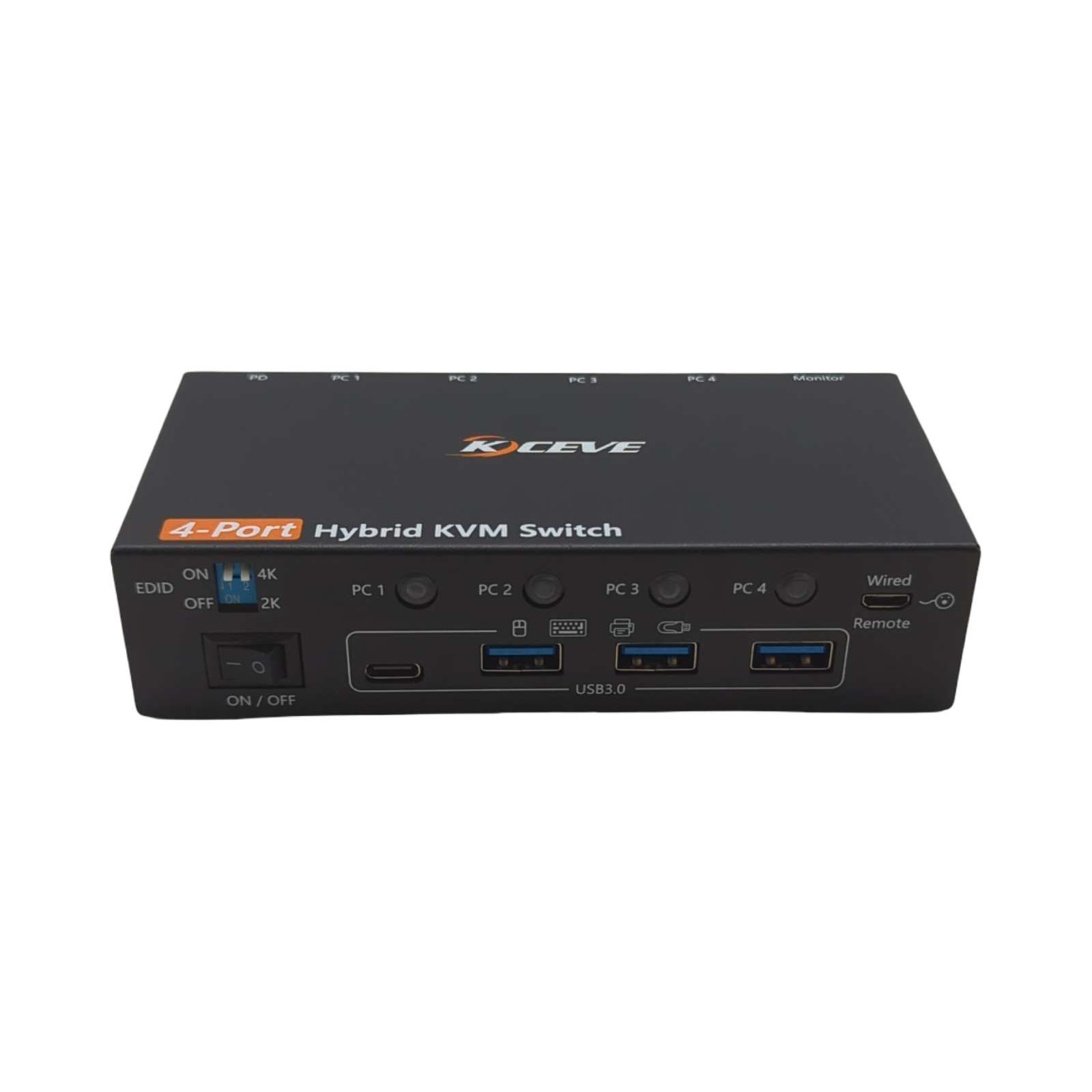 KVM Switch 4K 60Hz Umschalter für 1 Monitor 4 PCs USB C DisplayPort HDMI mit 4 USB 3.0 Ports Desktop-Controller
