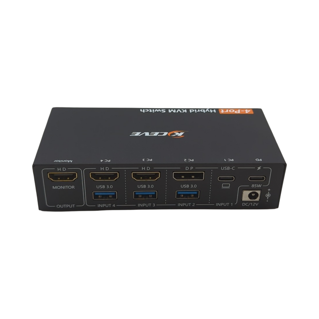 KVM Switch 4K 60Hz Umschalter für 1 Monitor 4 PCs USB C DisplayPort HDMI mit 4 USB 3.0 Ports Desktop-Controller