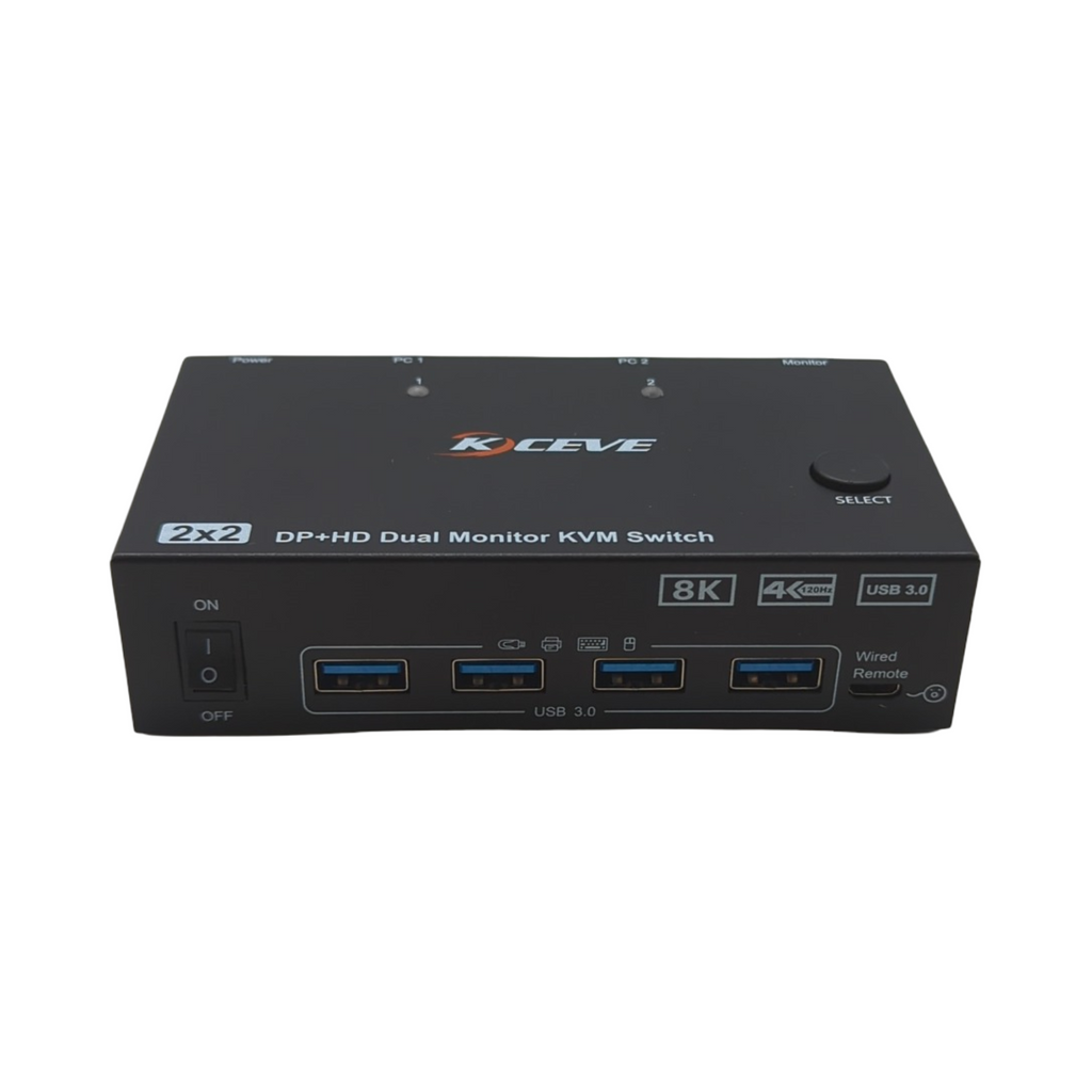KVM Switch Displayport HDMI USB 3.0 Umschalter für 2 Monitore 2 PCs 8K 4K unterstützt
