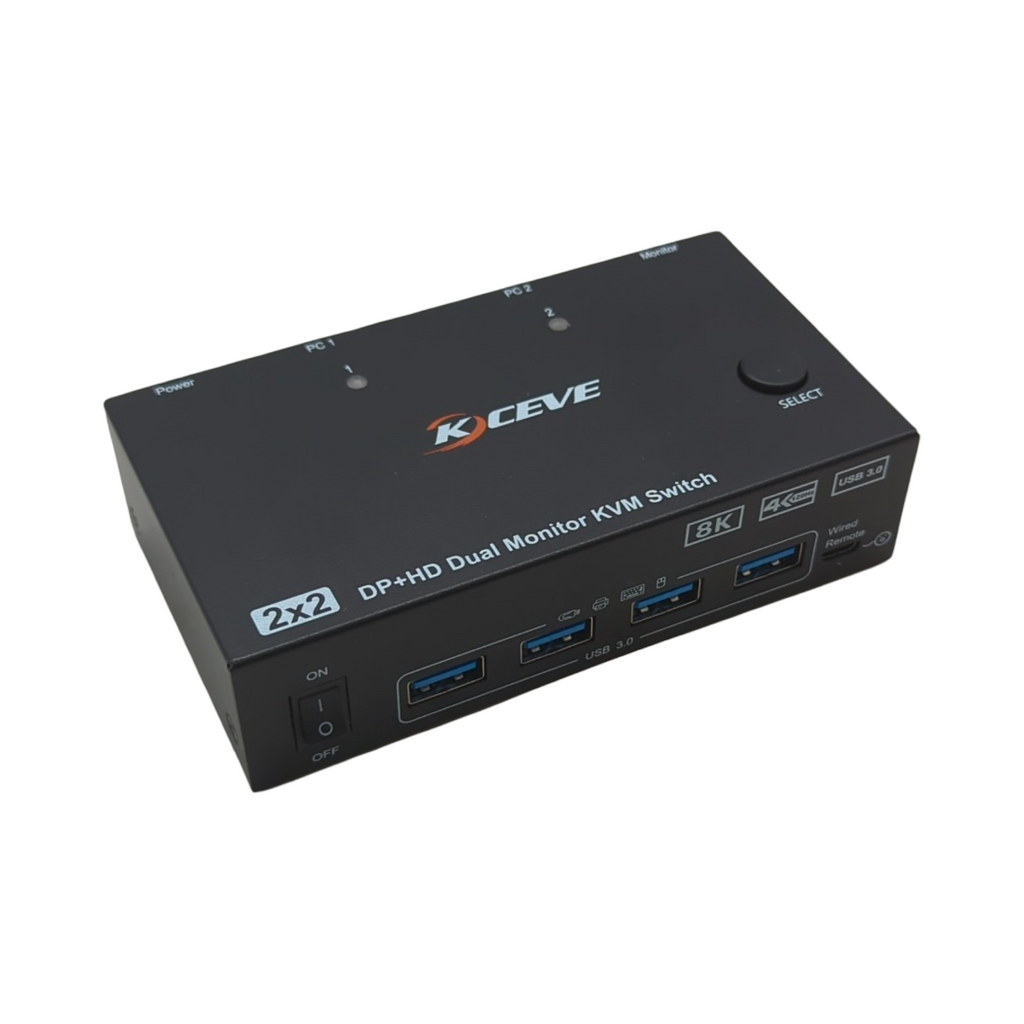 KVM Switch Displayport HDMI USB 3.0 Umschalter für 2 Monitore 2 PCs 8K 4K unterstützt