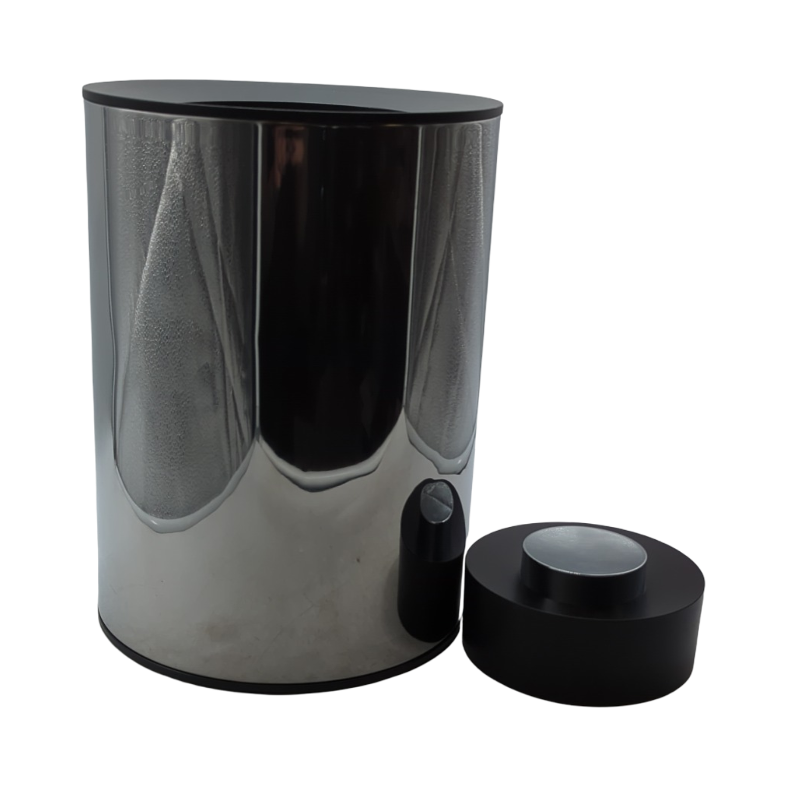 PLAN Mülleimer 5l Chrom Metall mit Inneneimer und Deckel Schwarz H28,8cm Ø21cm Standmodell