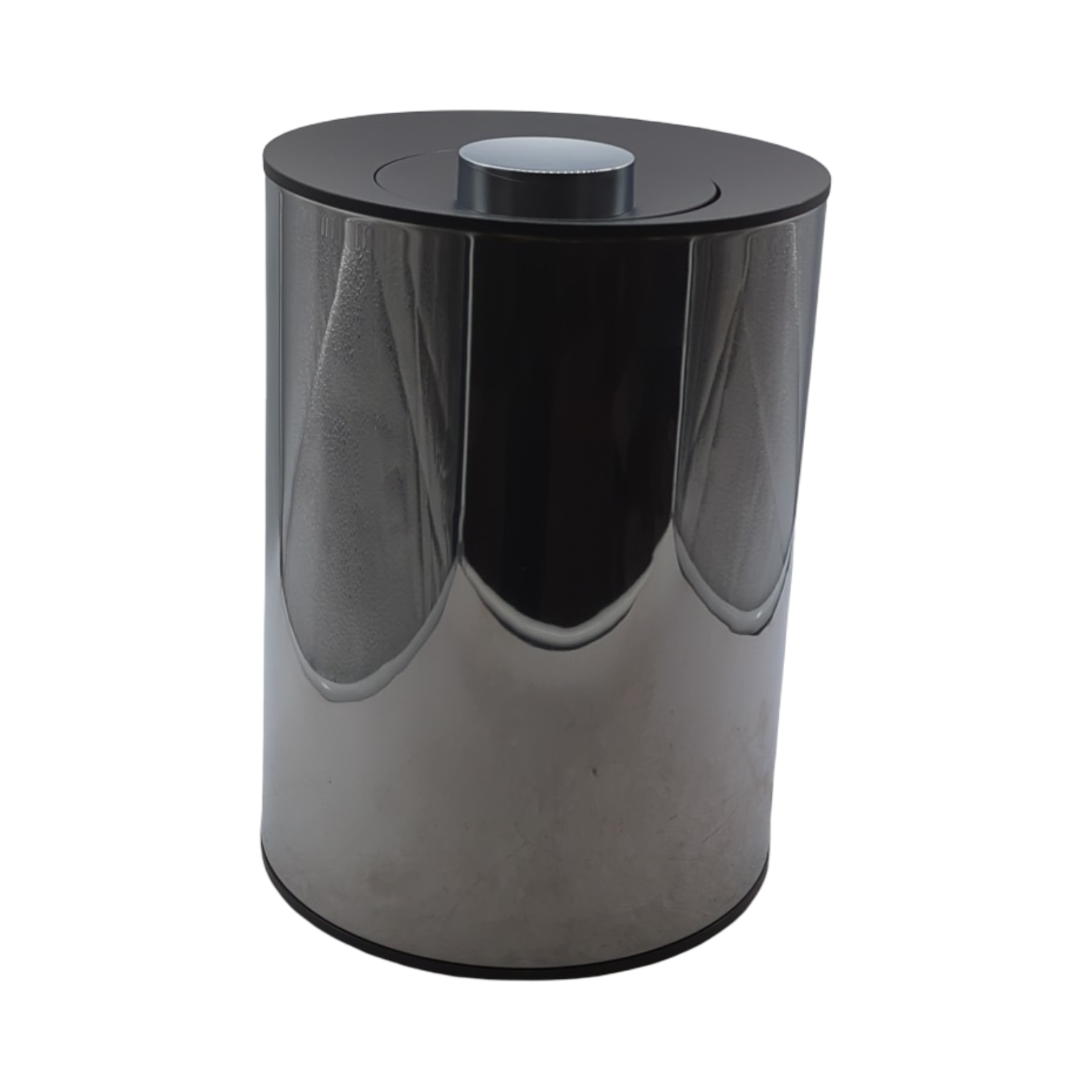 PLAN Mülleimer 5l Chrom Metall mit Inneneimer und Deckel Schwarz H28,8cm Ø21cm Standmodell