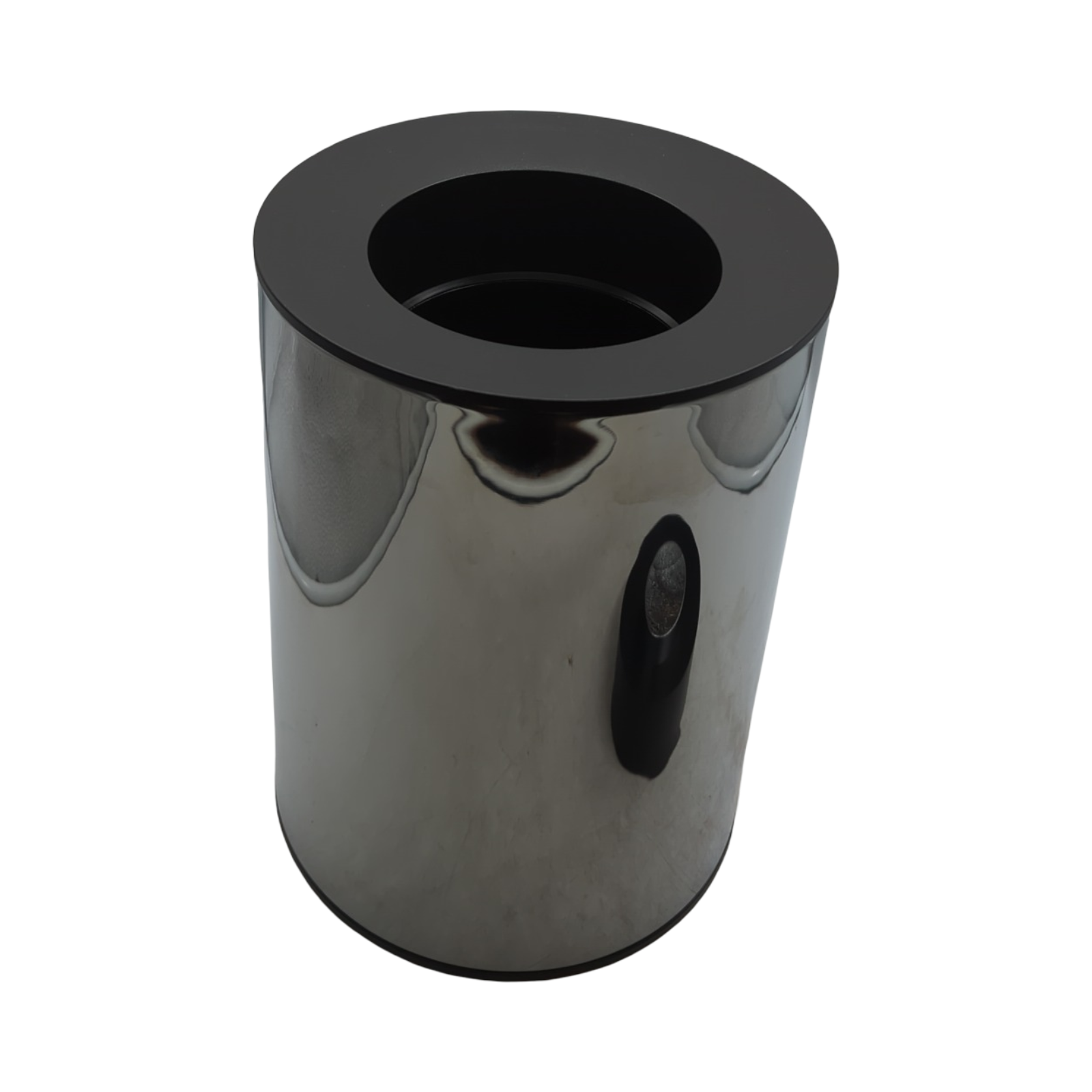 PLAN Mülleimer 5l Chrom Metall mit Inneneimer und Deckel Schwarz H28,8cm Ø21cm Standmodell
