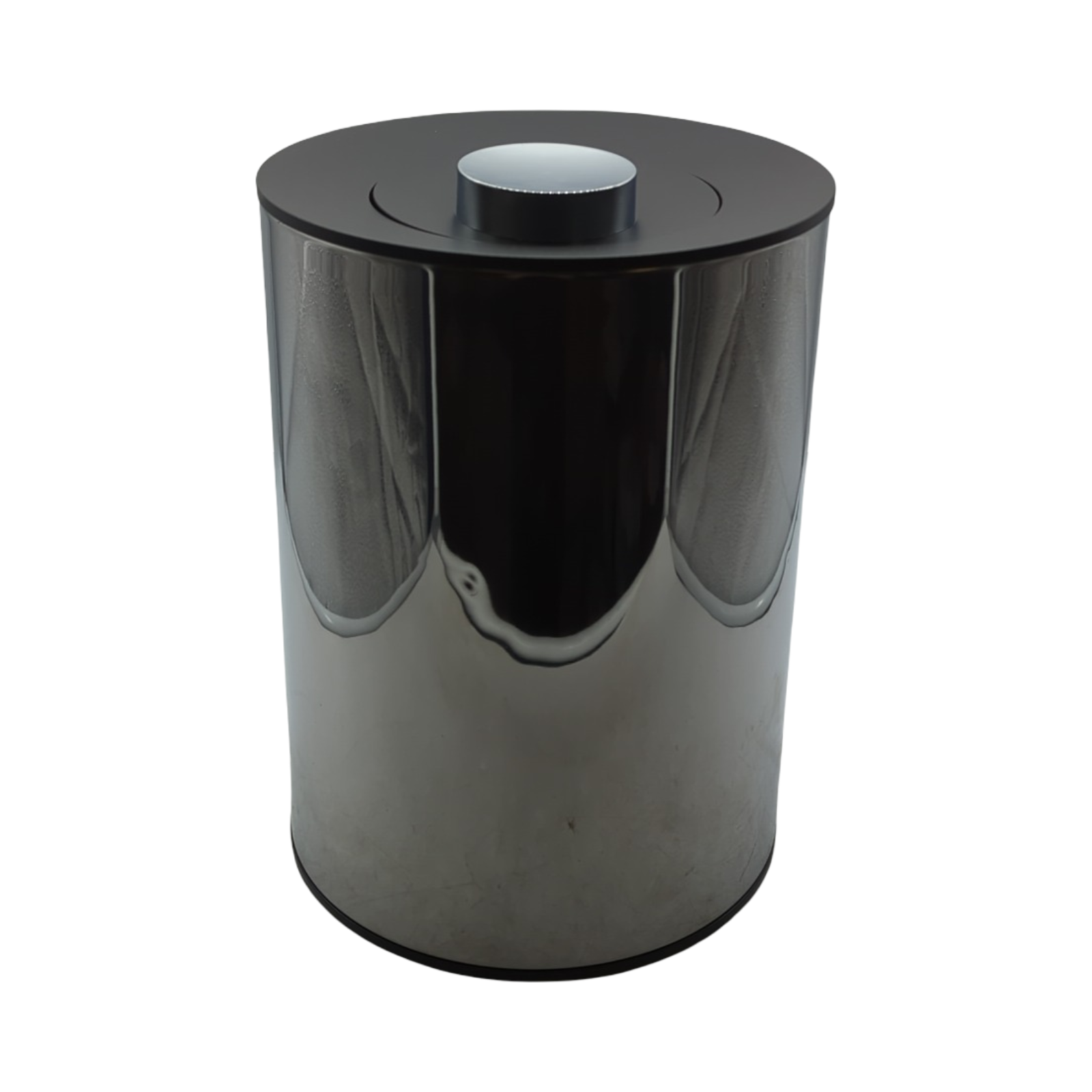 PLAN Mülleimer 5l Chrom Metall mit Inneneimer und Deckel Schwarz H28,8cm Ø21cm Standmodell