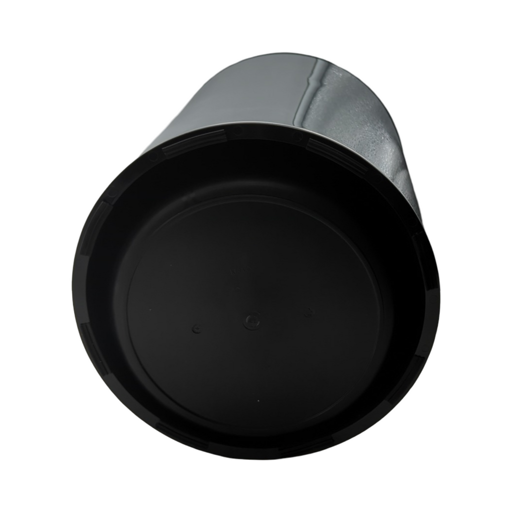 PLAN Mülleimer 5l Chrom Metall mit Inneneimer und Deckel Schwarz H28,8cm Ø21cm Standmodell