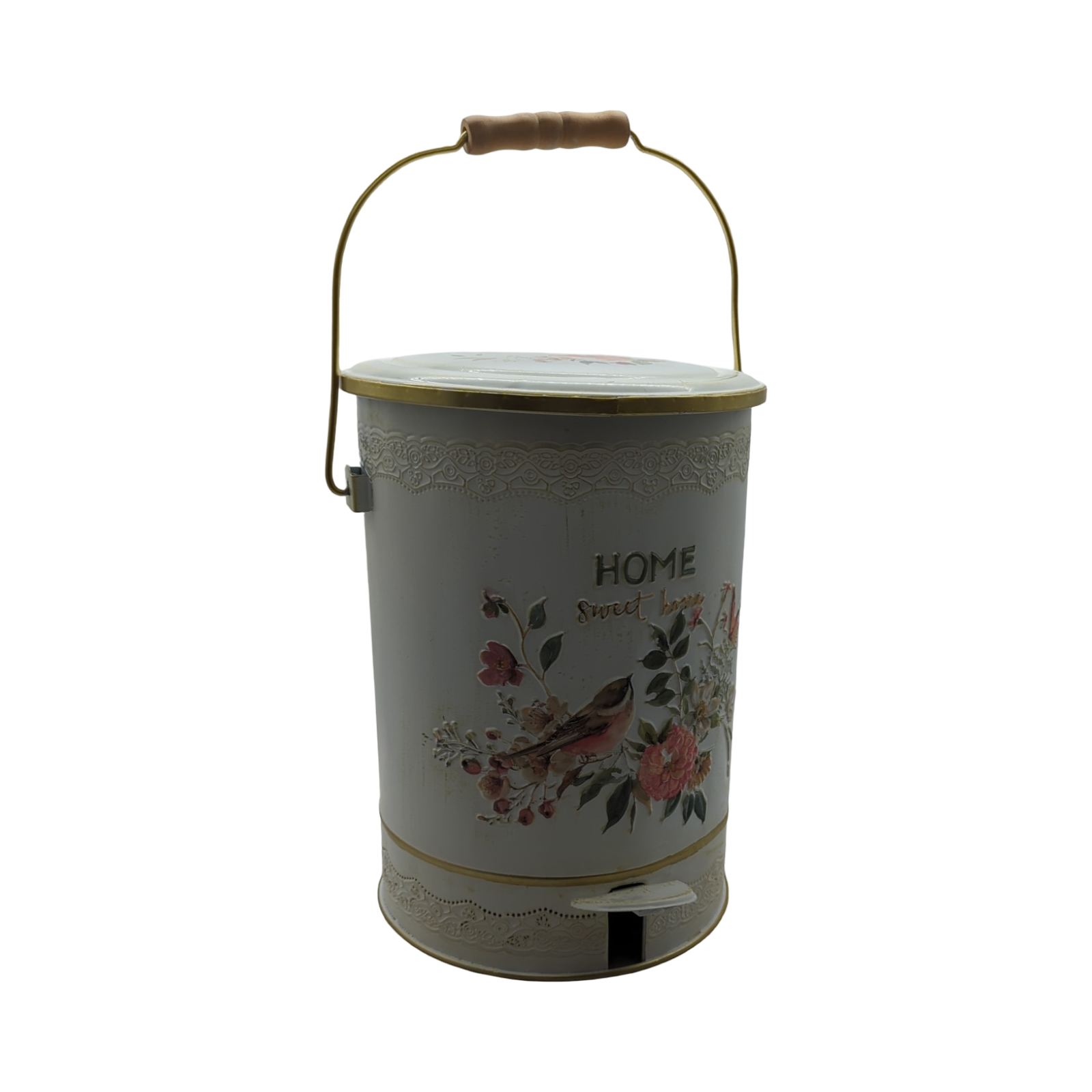 Retro Eisen Mülleimer Küche 10L mit Tretpedal große Kapazität für Innen und Außen