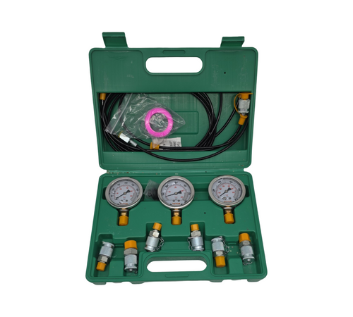 VEVOR Hydraulikdruck-Testset Manometer-Set 250/400/600 bar 3 Messgeräte 6 Testkupplungen 3 Testschläuche für Bagger
