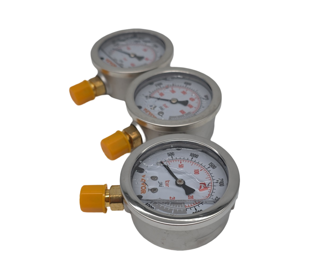 VEVOR Hydraulikdruck-Testset Manometer-Set 250/400/600 bar 3 Messgeräte 6 Testkupplungen 3 Testschläuche für Bagger