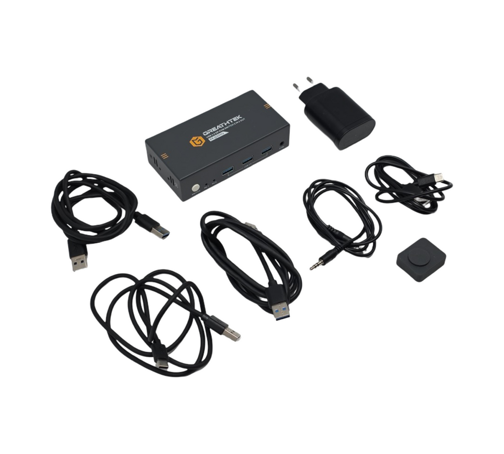 Displayport KVM Switch 2 PC 2 Monitore USB3.0 DP1.4 8K@60Hz 4K@120Hz mit Desktop-Controller
