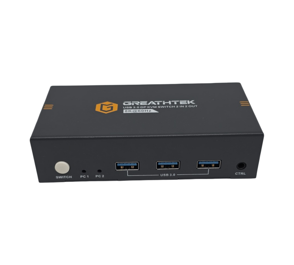 Displayport KVM Switch 2 PC 2 Monitore USB3.0 DP1.4 8K@60Hz 4K@120Hz mit Desktop-Controller