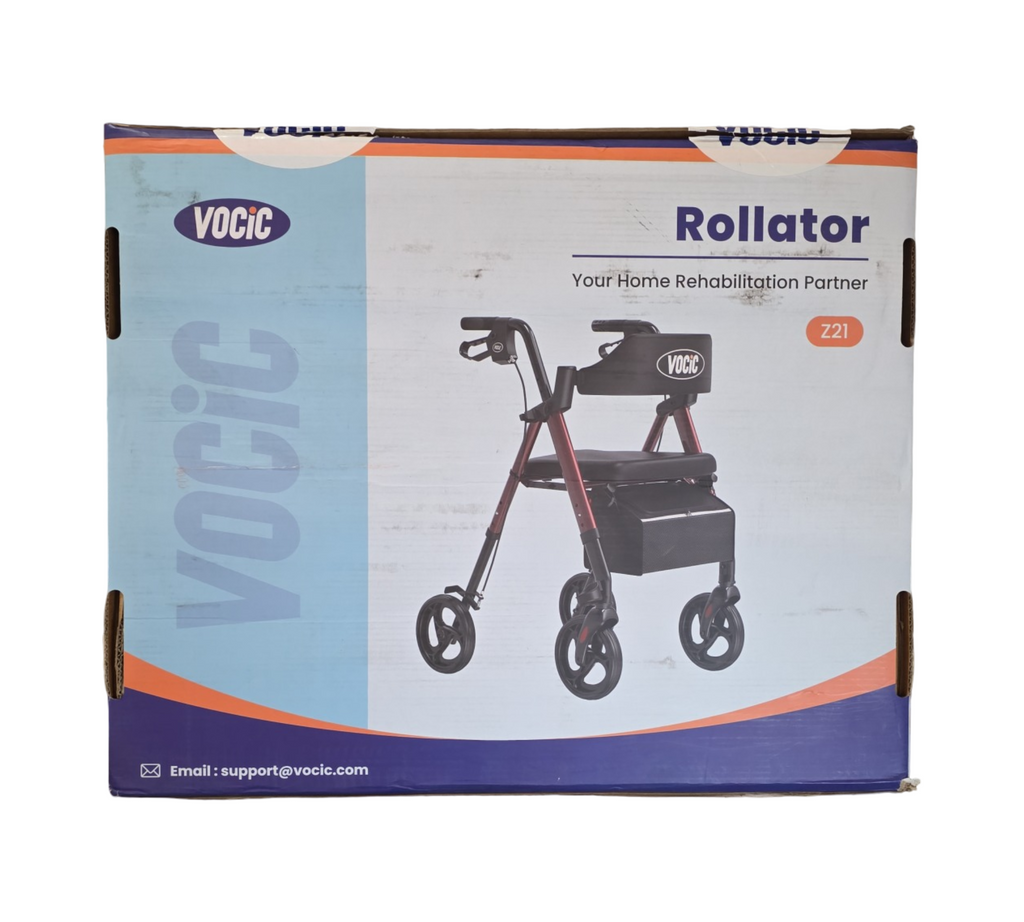 VOCIC Rollator faltbar leicht schmal klappbar für Senioren mit Sitz 20cm Reifen All Gelände
