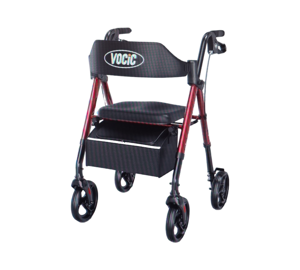 VOCIC Rollator faltbar leicht schmal klappbar für Senioren mit Sitz 20cm Reifen All Gelände