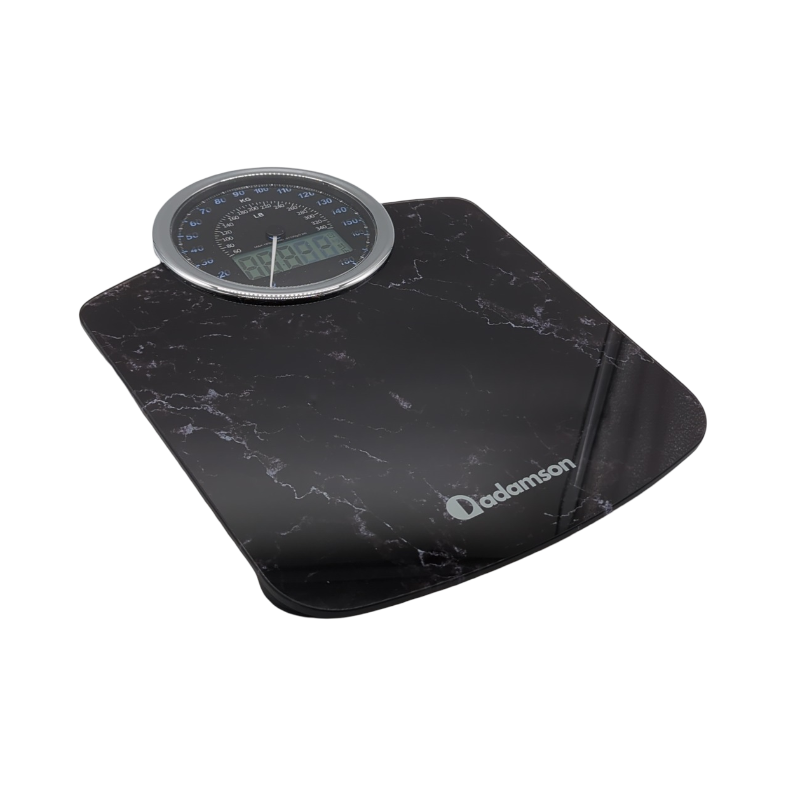 Adamson Hybrid Körperwaage 2-in-1 digital analog bis 180 kg dickes Hartglas extra große Anzeige
