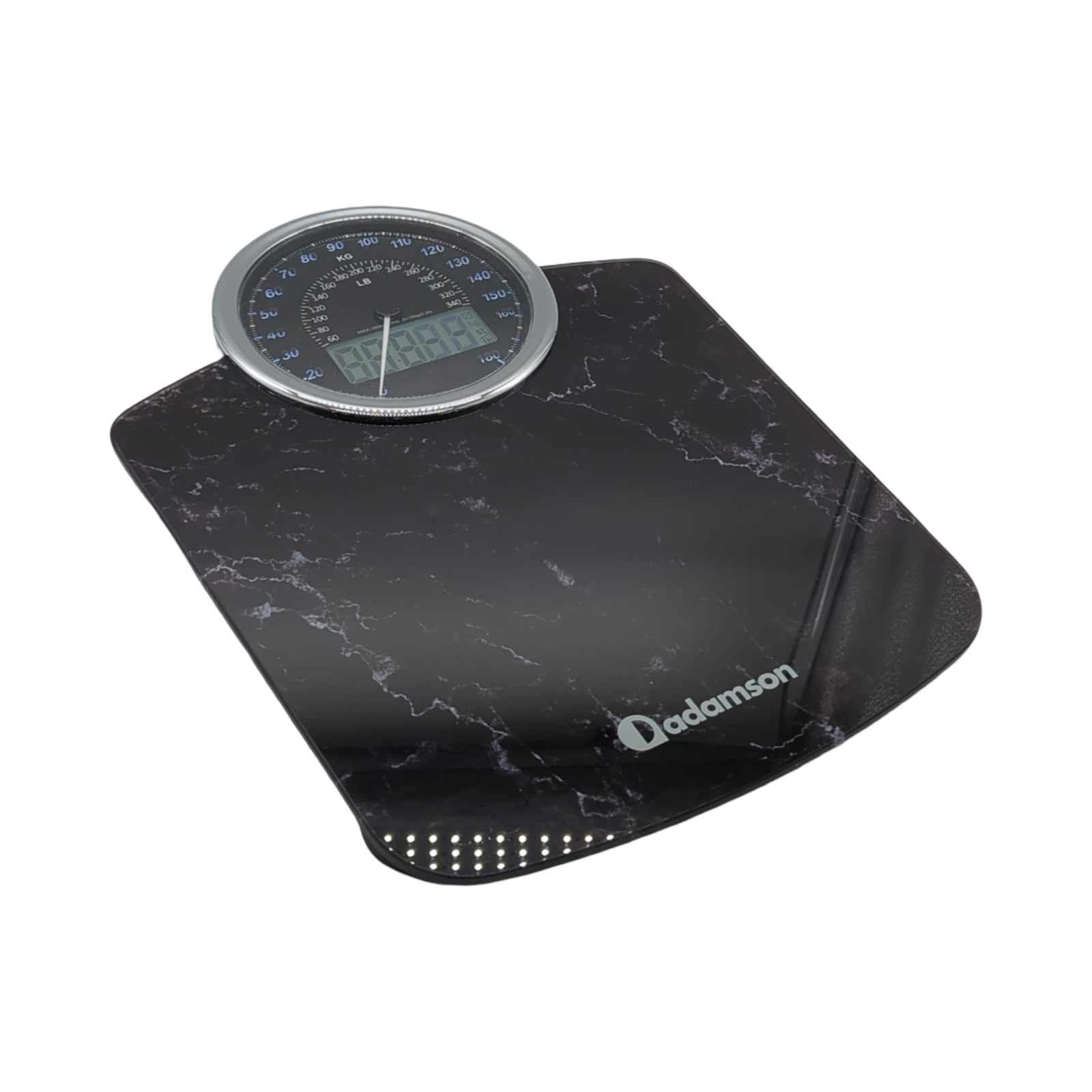Adamson Hybrid Körperwaage 2-in-1 digital analog bis 180 kg dickes Hartglas extra große Anzeige