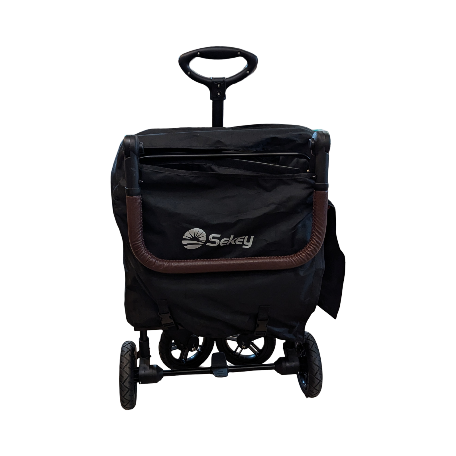 Sekey Bollerwagen faltbar mit Dach Handwagen stoßfest PU Räder Bremsen für 2 Kinder 150kg 110L