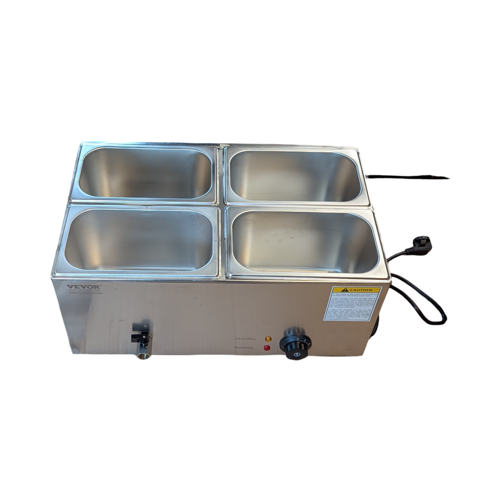 VEVOR Scaldavivande Commerciale Elektrischer Bagnomaria Tisch Dampfgerät 4 Behälter 15L Edelstahl 1200W