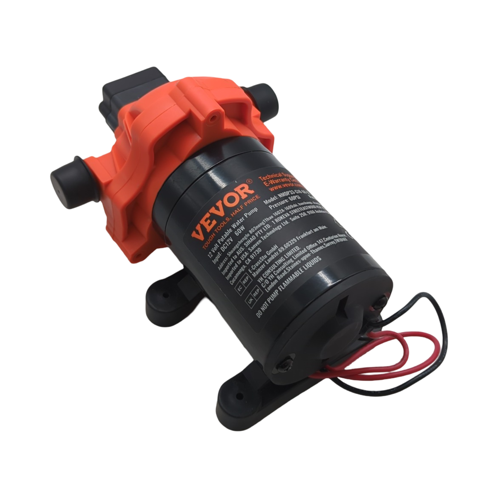 VEVOR 12V Membranpumpe Wasserpumpe 3-Kammer automatischer Druckschalter 6,81L/min 40-100PSI 1/2 Zoll