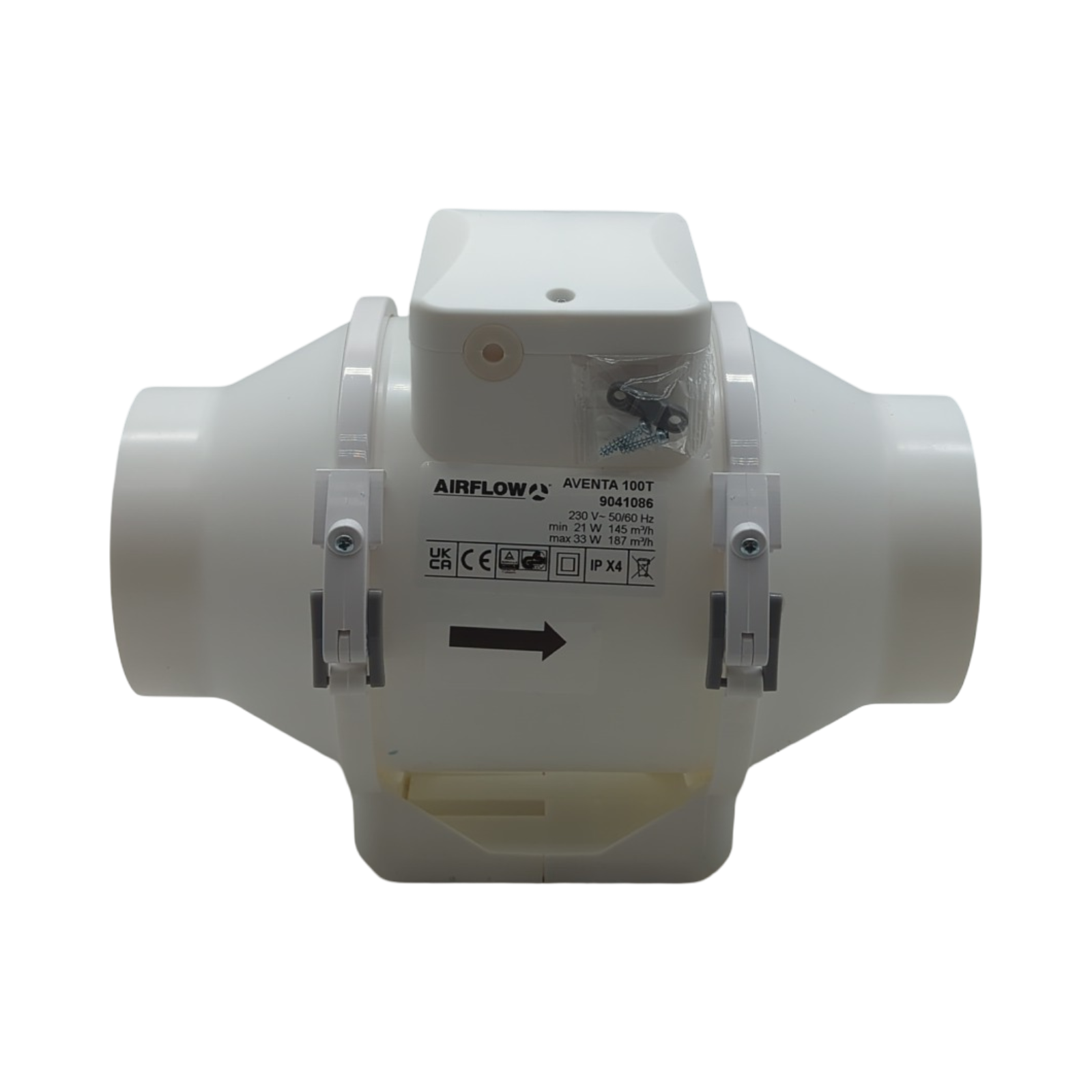 Aventa 100T Rohrventilator Zwei Geschwindigkeiten Einstellbarer Timer 100 mm Anschluss Leise Energiesparend