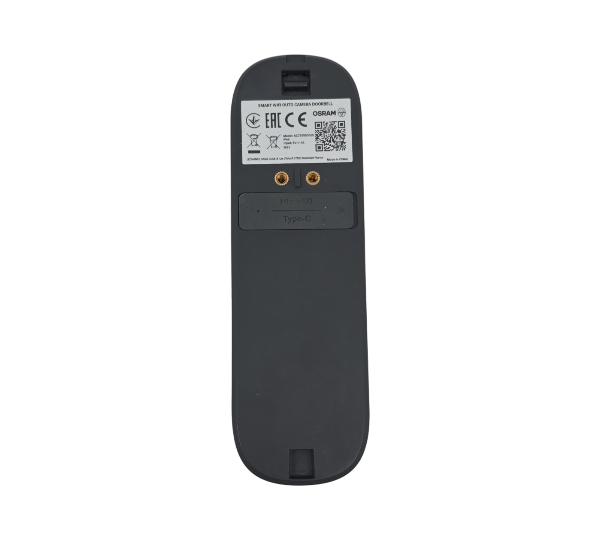 OSRAM SMART+ WiFi Video-Türklingel 3MP 2K PIR-Sensor 5200mAh Akku Gong 160° Blickwinkel Alexa-kompatibel Weiß