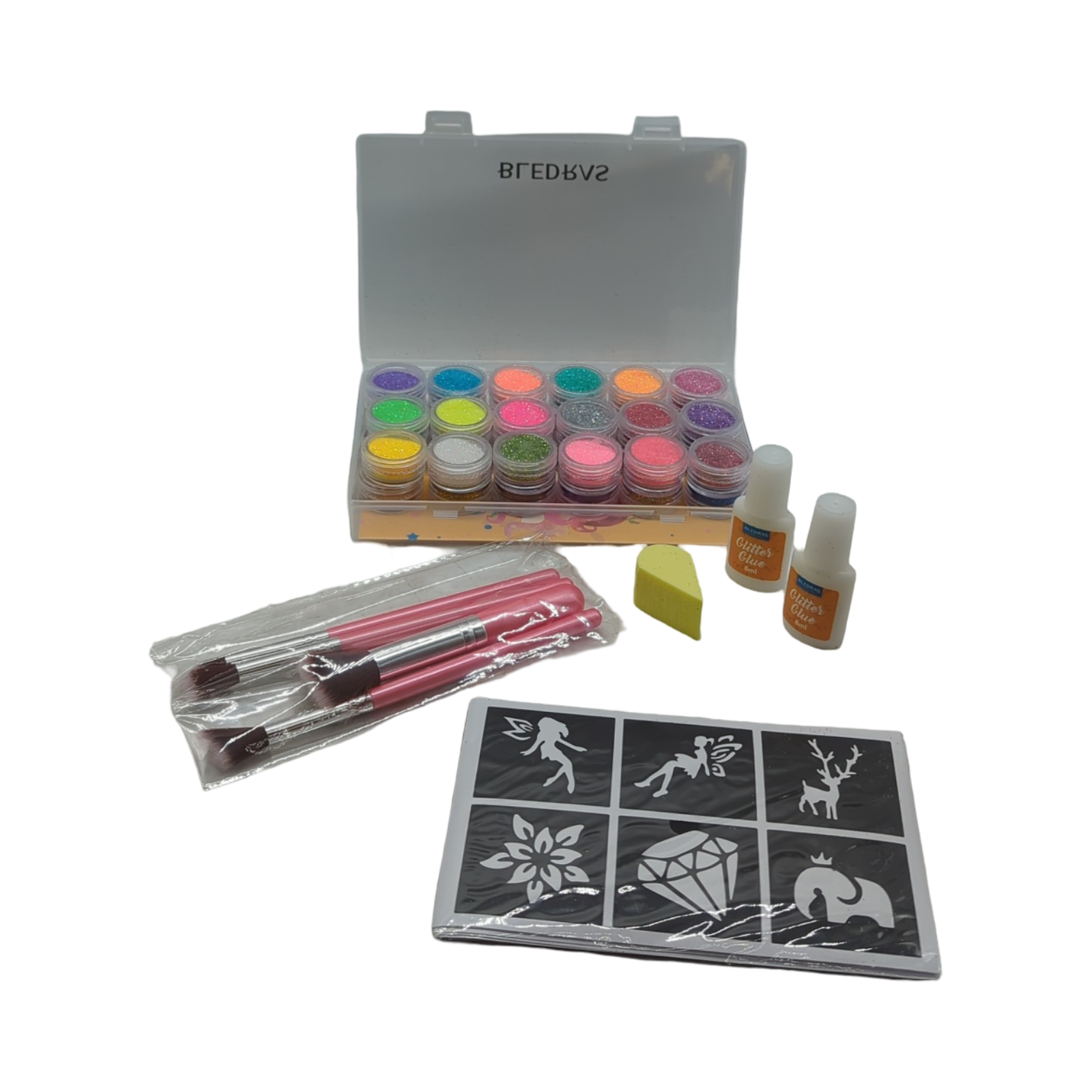 Glitzer Tattoo Set Kinder temporär biologisch abbaubar 30 Glitzer 147 Schablonen ab 4 Jahren