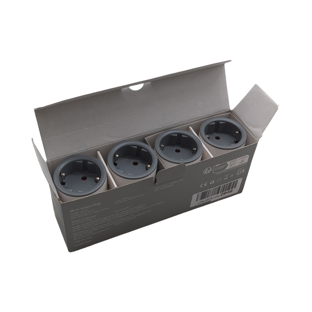 SONOFF S60TPF WLAN Steckdose 16A 4000W Strommessung Überlastschutz Sprachsteuerung 4er Pack