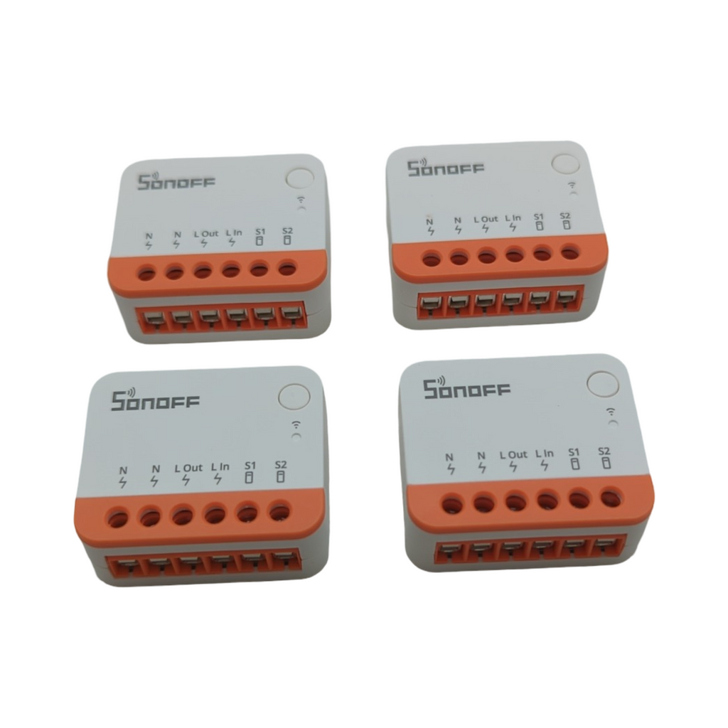 SONOFF MINIR4 WLAN Smart Schalter Set 2-Wege Relay Split Mode Timing-Funktion 2.4G WiFi Neutralleiter 4 Stück